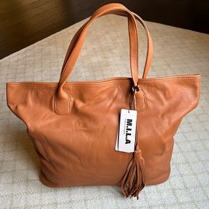 M.I.L.A. Leather Large Tote - Camel Brown - NWT